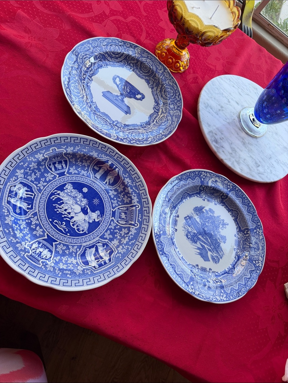 Set of 3 “ The Spode Blue Room Collection “ dinner plates 10.5”